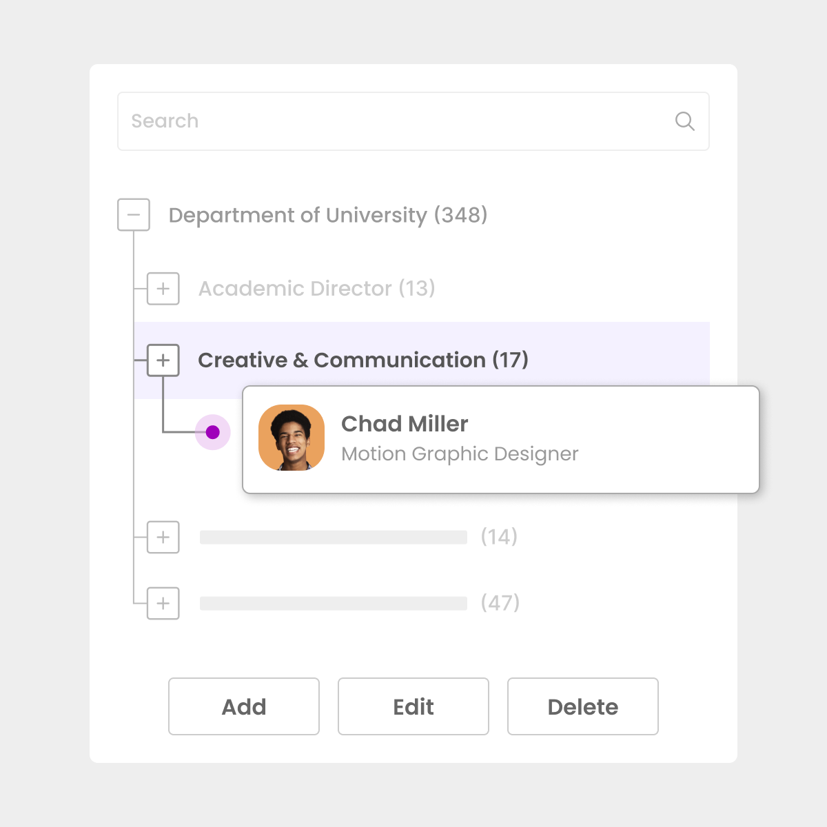 Morningmate org directory in chat showing team roles and departments for easier collaboration.