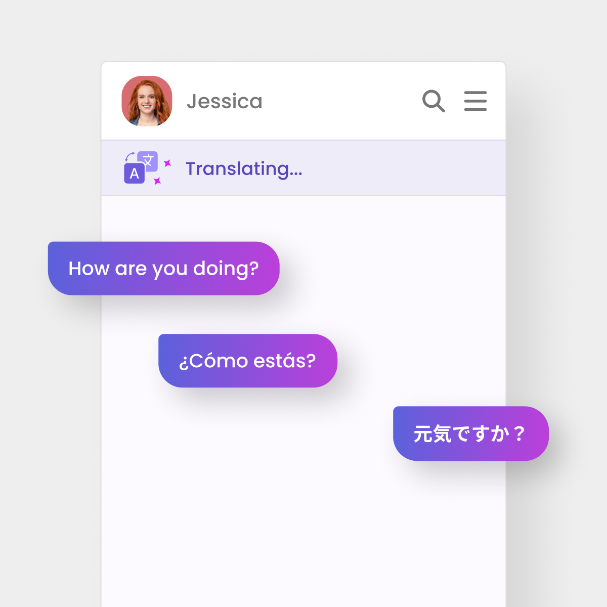 Morningmate AI translation in chat converting messages into other languages instantly.