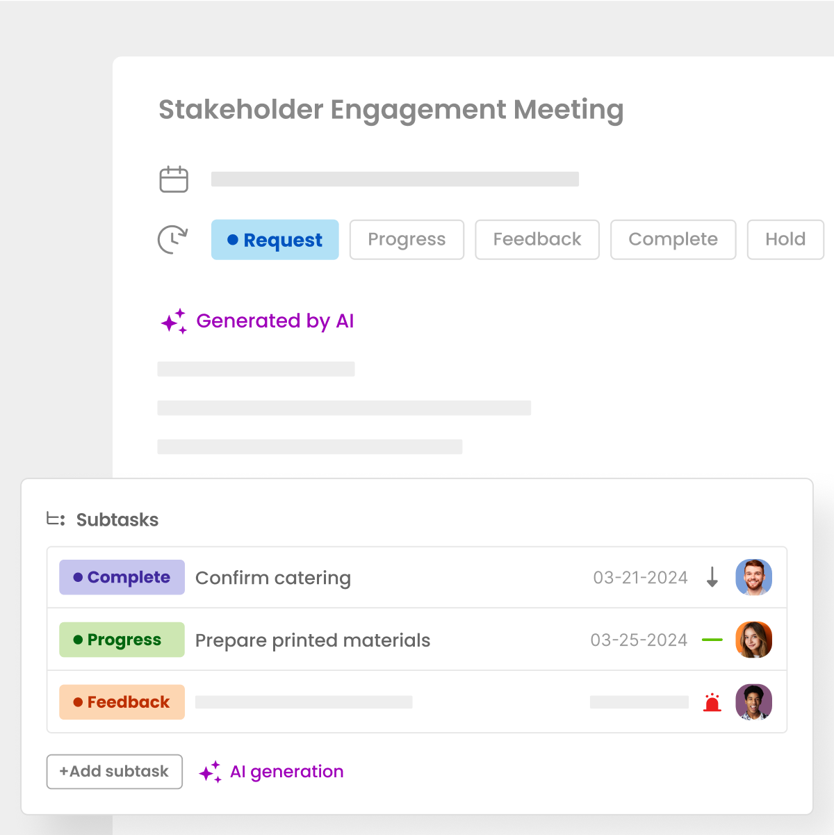 Morningmate task post with subtasks