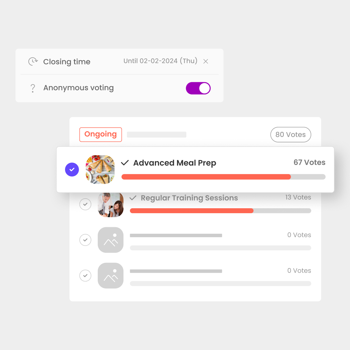 Morningmate poll feature for fast team feedback with multiple choice and live results.